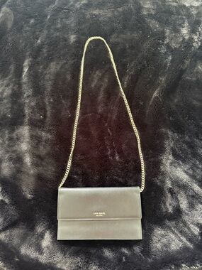 Kate Spade Black Saffiano Leather Crossbody Bag with Gold Chain
